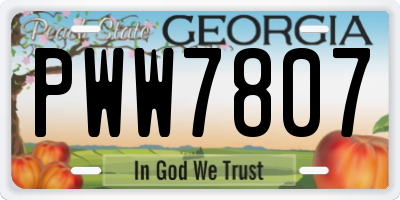 GA license plate PWW7807