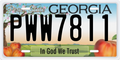 GA license plate PWW7811