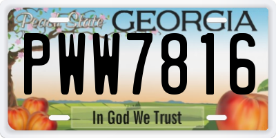 GA license plate PWW7816