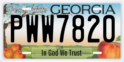 GA license plate PWW7820