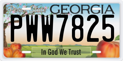 GA license plate PWW7825