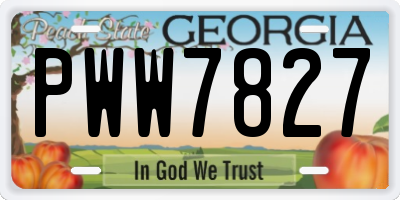 GA license plate PWW7827