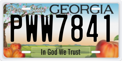 GA license plate PWW7841