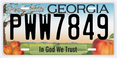 GA license plate PWW7849