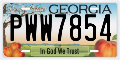 GA license plate PWW7854