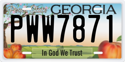 GA license plate PWW7871