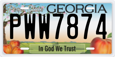 GA license plate PWW7874