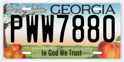 GA license plate PWW7880