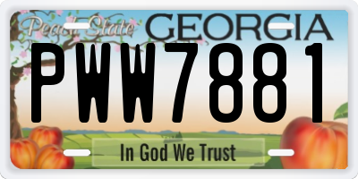 GA license plate PWW7881