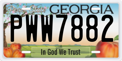 GA license plate PWW7882