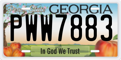 GA license plate PWW7883