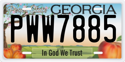 GA license plate PWW7885
