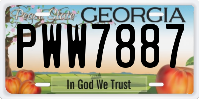 GA license plate PWW7887