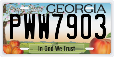 GA license plate PWW7903