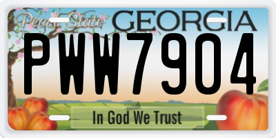 GA license plate PWW7904