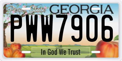 GA license plate PWW7906