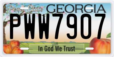 GA license plate PWW7907