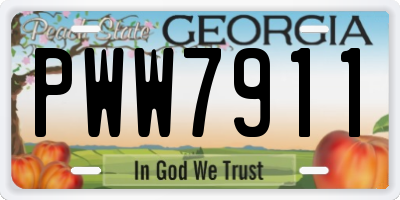 GA license plate PWW7911