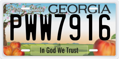 GA license plate PWW7916