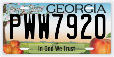 GA license plate PWW7920