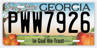 GA license plate PWW7926