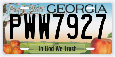 GA license plate PWW7927