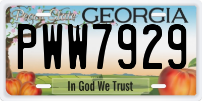GA license plate PWW7929