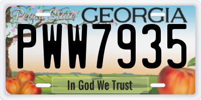 GA license plate PWW7935