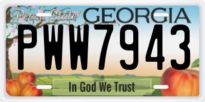 GA license plate PWW7943