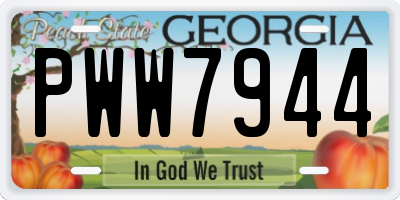 GA license plate PWW7944