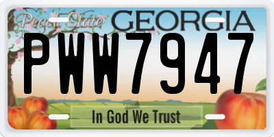 GA license plate PWW7947