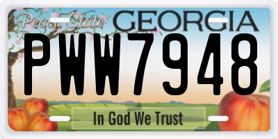 GA license plate PWW7948
