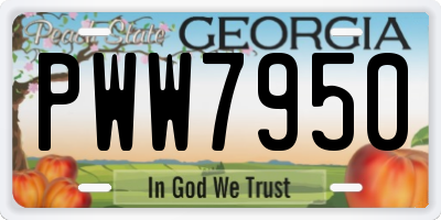 GA license plate PWW7950