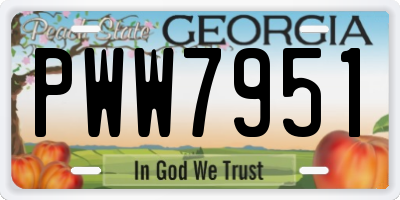 GA license plate PWW7951