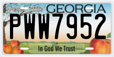GA license plate PWW7952