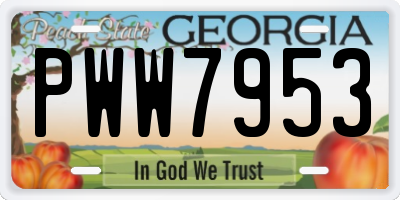 GA license plate PWW7953