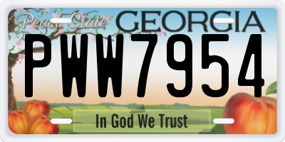 GA license plate PWW7954
