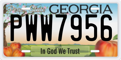 GA license plate PWW7956