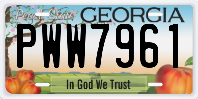 GA license plate PWW7961