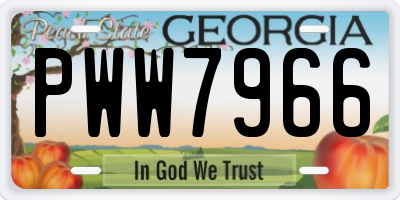 GA license plate PWW7966