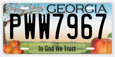 GA license plate PWW7967