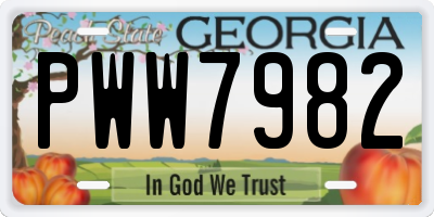 GA license plate PWW7982