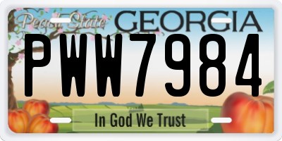 GA license plate PWW7984