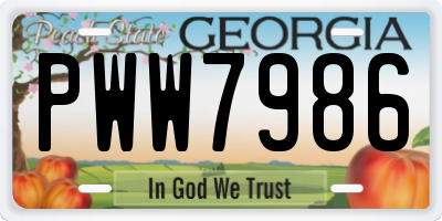 GA license plate PWW7986