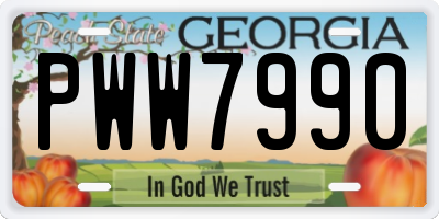GA license plate PWW7990