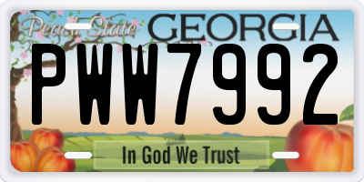 GA license plate PWW7992