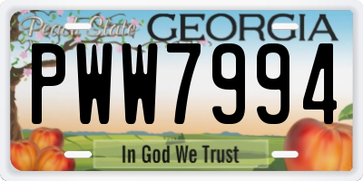 GA license plate PWW7994