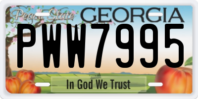 GA license plate PWW7995