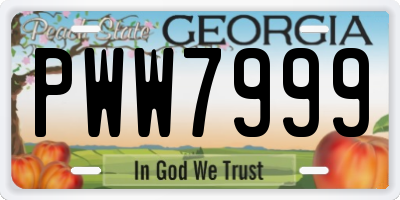 GA license plate PWW7999