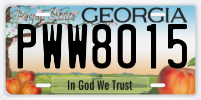 GA license plate PWW8015